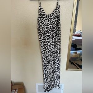 Midi black and white leopard print slip dress size medium